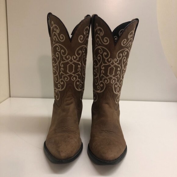 Tony Lama 11" Western Cowboy / Cowgirl Boot Embroidered Detail Women's Size 7.5 - Picture 3 of 12